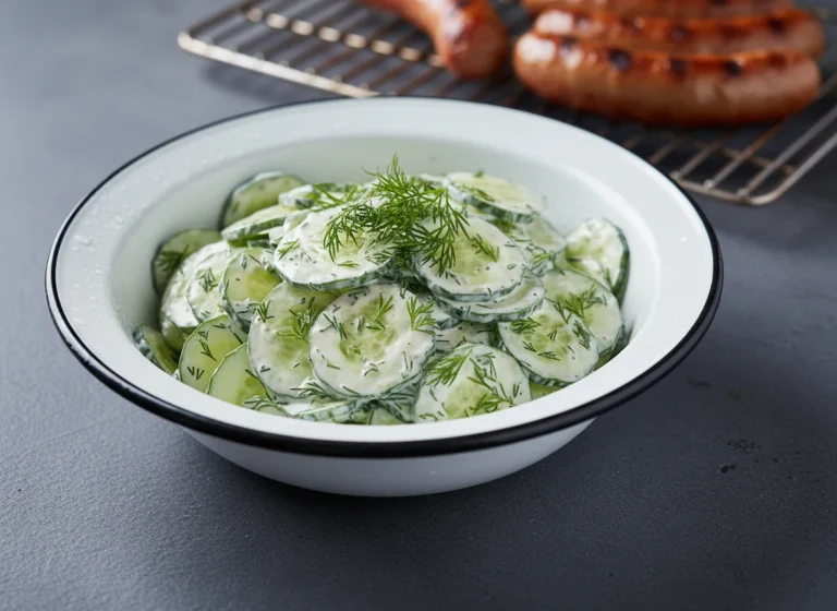 German Cucumber Salad (gurkensalat) With Dill & Sour Cream