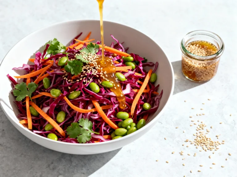 Crunchy Asian Red Cabbage Salad With Sesame Ginger Dressing