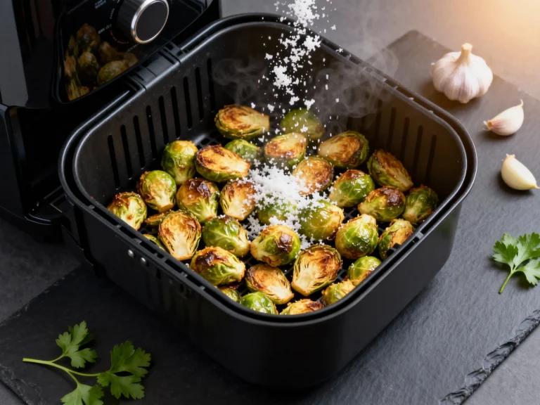 Air Fryer Brussels Sprouts With Garlic Parmesan — Crispy Bliss