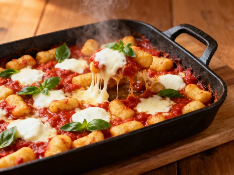 Baked Gnocchi With Marinara and Mozzarella (no-boil, 5 Ingredients)
